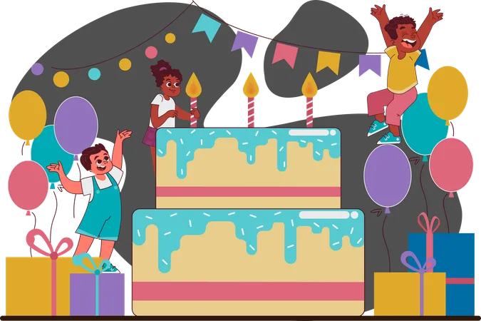 Enfant célébrant son anniversaire  Illustration