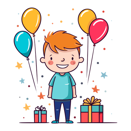 Enfant célébrant son anniversaire  Illustration