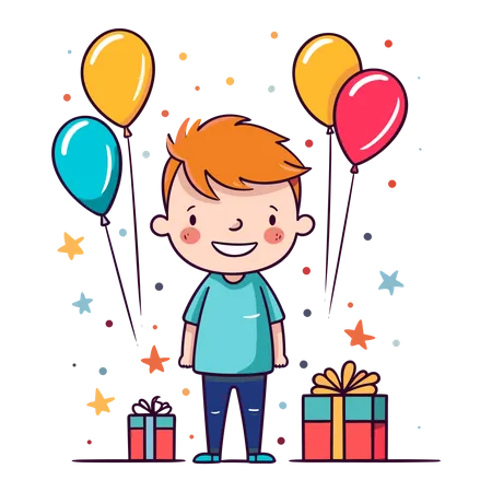 Enfant célébrant son anniversaire  Illustration