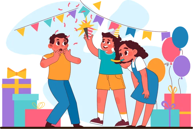 Un enfant fête son anniversaire  Illustration