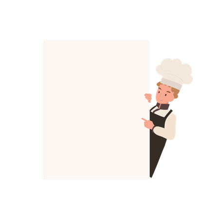 Chef enfant pointant vers un panneau d'affichage  Illustration