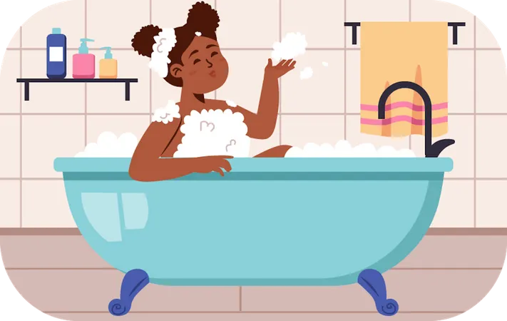 Enfant dans la salle de bain  Illustration