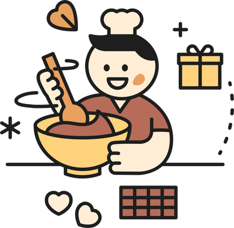 Enfant faisant du chocolat  Illustration