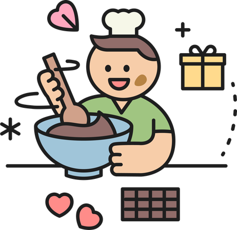 Enfant faisant du chocolat  Illustration