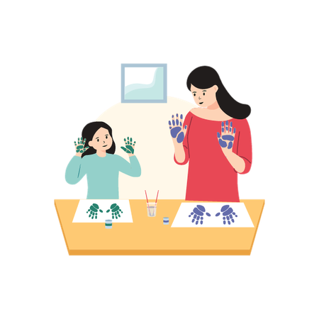 Enfant faisant une activité artistique en intérieur  Illustration