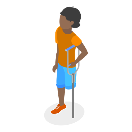 Enfant handicapé avec des béquilles  Illustration