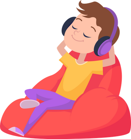 Enfant heureux, écoutez le son  Illustration