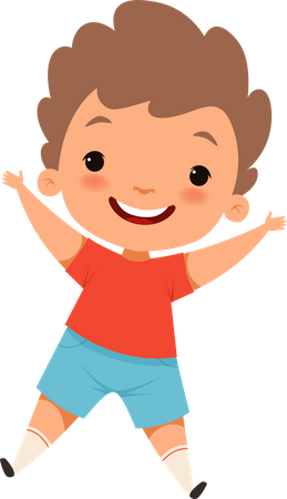 Enfant heureux sautant dans les airs  Illustration
