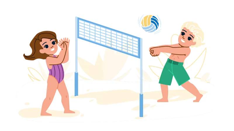 Enfant jouant au beach-volley  Illustration