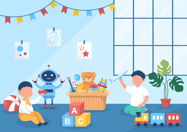 Enfant jouant avec un jouet  Illustration