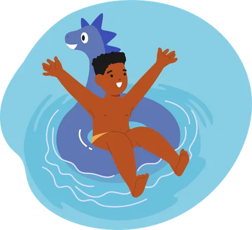 Enfant jouant dans la piscine  Illustration