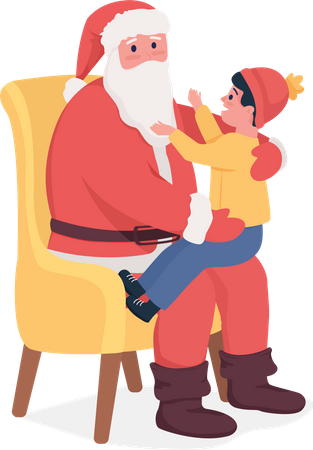 Enfant parlant au Père Noël  Illustration