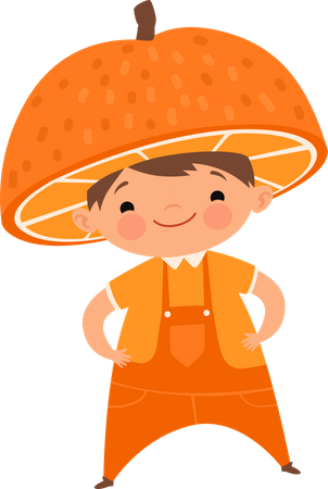 Enfant portant des costumes de fruits  Illustration