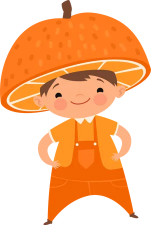 Enfant portant des costumes de fruits  Illustration