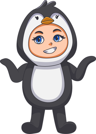 Enfant portant un costume de pingouin  Illustration