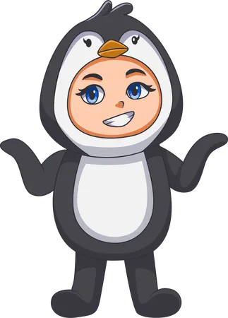 Enfant portant un costume de pingouin  Illustration