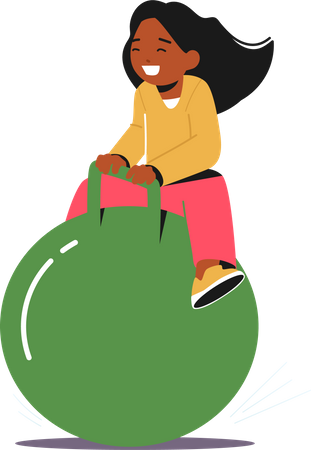 Enfant qui rebondit sur une balle-trémie  Illustration
