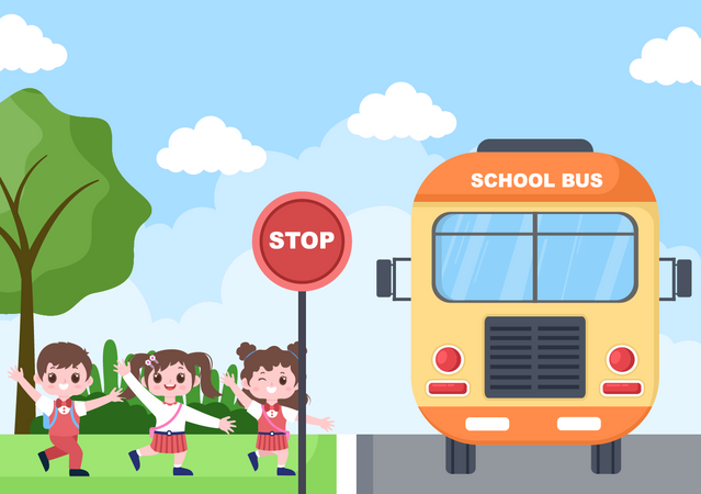 Enfant qui va à l'école  Illustration