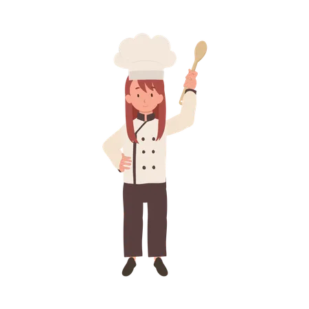 Chef enfant souriant avec spatule  Illustration