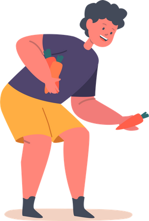 Enfant tenant une carotte  Illustration