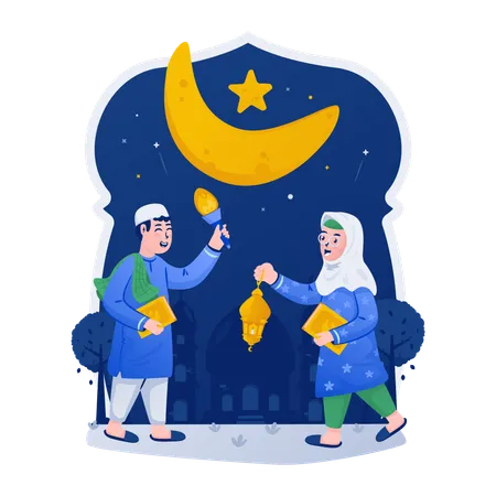 Enfants la nuit du Ramadan  Illustration