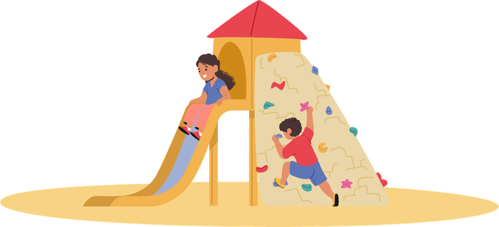 Enfants au terrain de jeux  Illustration