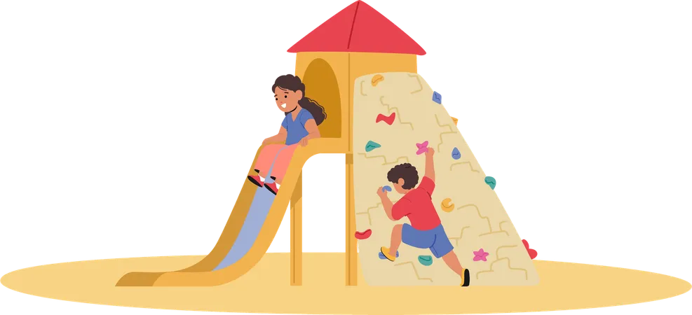 Enfants au terrain de jeux  Illustration