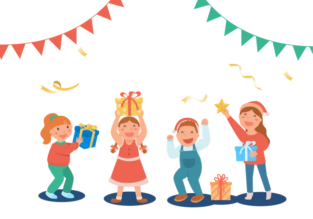 Enfants célébrant la fête de Noël  Illustration