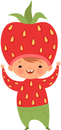 Enfants en costumes de fraises  Illustration
