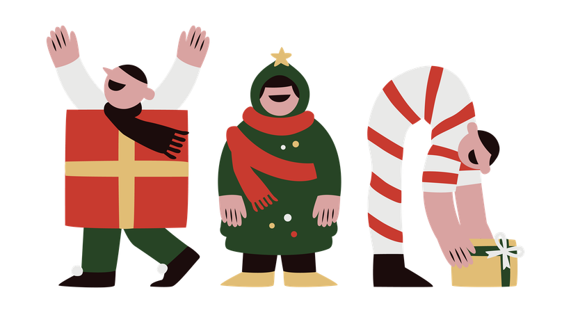 Enfants en costumes de Noël  Illustration