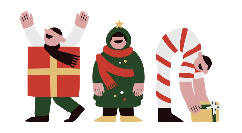 Enfants en costumes de Noël  Illustration