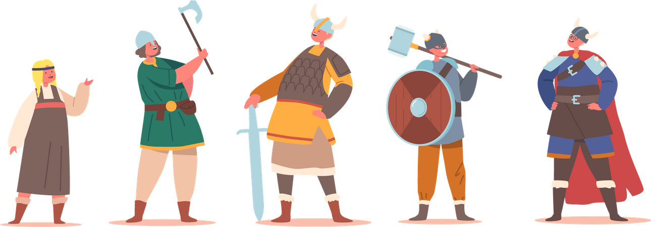 Enfants en costumes de vikings  Illustration
