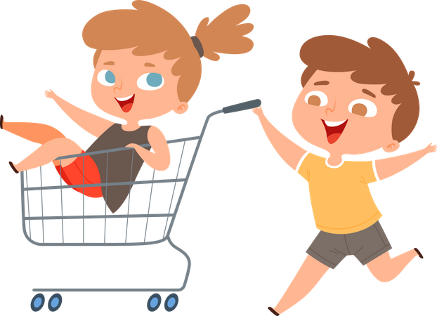 Enfants faisant du shopping  Illustration