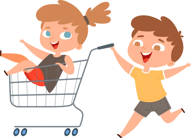 Enfants faisant du shopping  Illustration