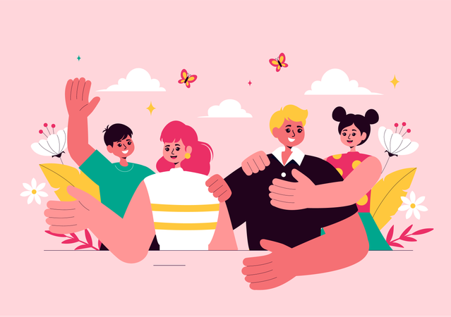 Les enfants célèbrent leurs parents en famille  Illustration