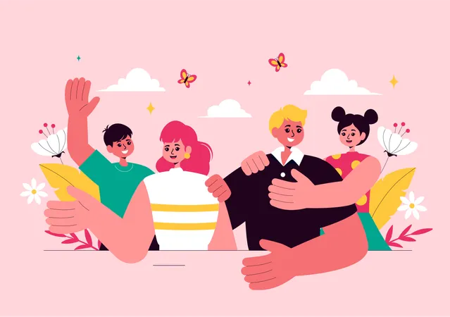 Les enfants célèbrent leurs parents en famille  Illustration