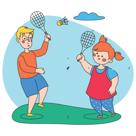 Enfants jouant au badminton  Illustration