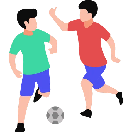 Enfants jouant au football dans le parc  Illustration