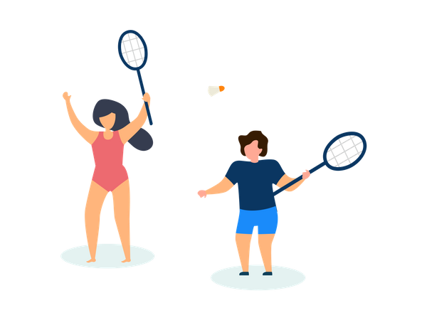 Enfants jouant au tennis  Illustration