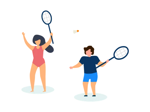 Enfants jouant au tennis  Illustration