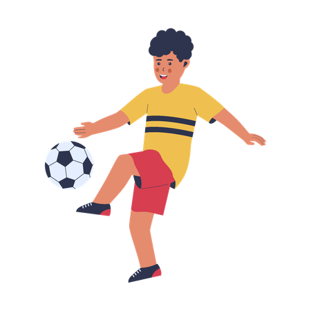 Les enfants jouent au football  Illustration