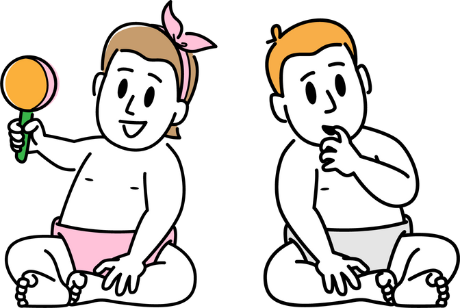 Enfants mignons en bas âge  Illustration