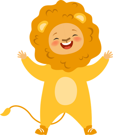 Enfants portant un costume de lion  Illustration