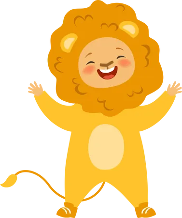 Enfants portant un costume de lion  Illustration