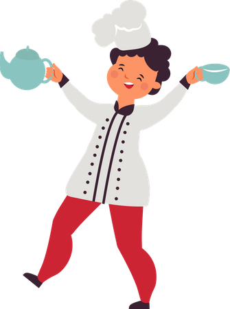 Enfants préparant la nourriture  Illustration