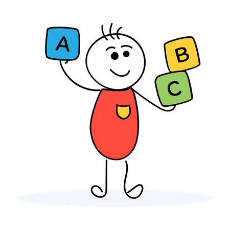 Enfants tenant des cubes d’alphabets anglais  Illustration