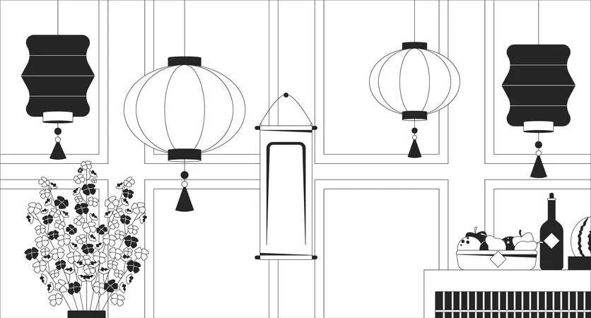 Enfeites de casa para o ano novo lunar  Ilustração