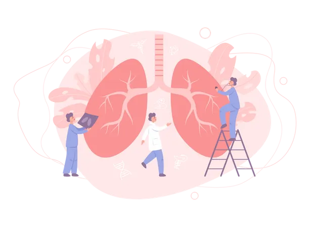 Examen y tratamiento de enfermedades pulmonares.  Ilustración
