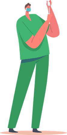 Enfermeira cirúrgica vestindo uniforme verde  Ilustração