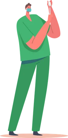 Enfermeira cirúrgica vestindo uniforme verde  Ilustração
